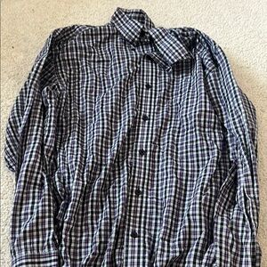 Men's Black, Purple, And White Checkered Shirt